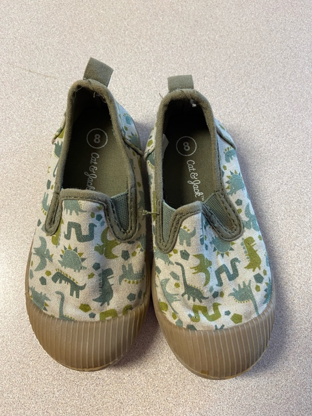 Cat & Jack Olive Green Dino Slip-On Sneakers